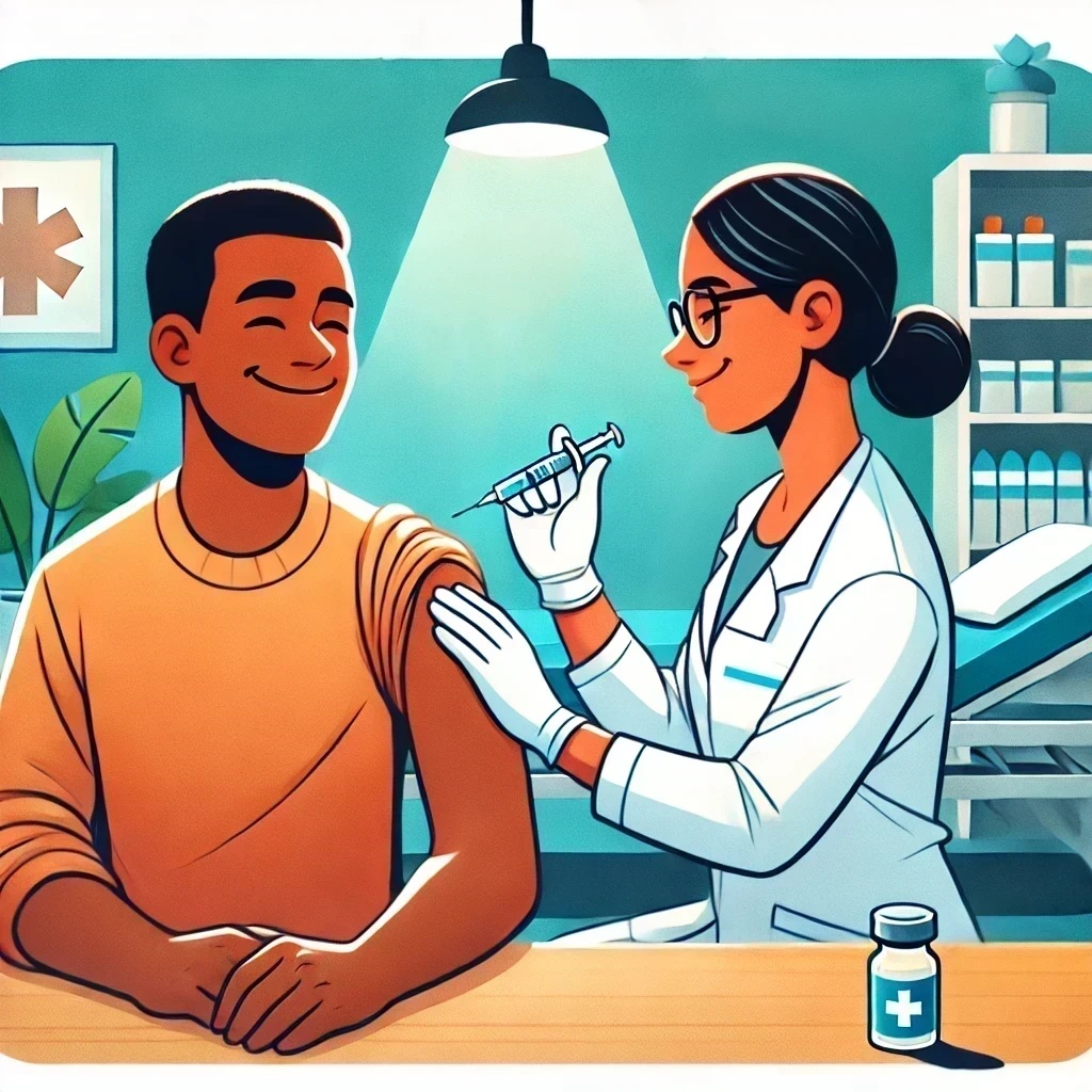 Pharmacy tech administering a vaccine.