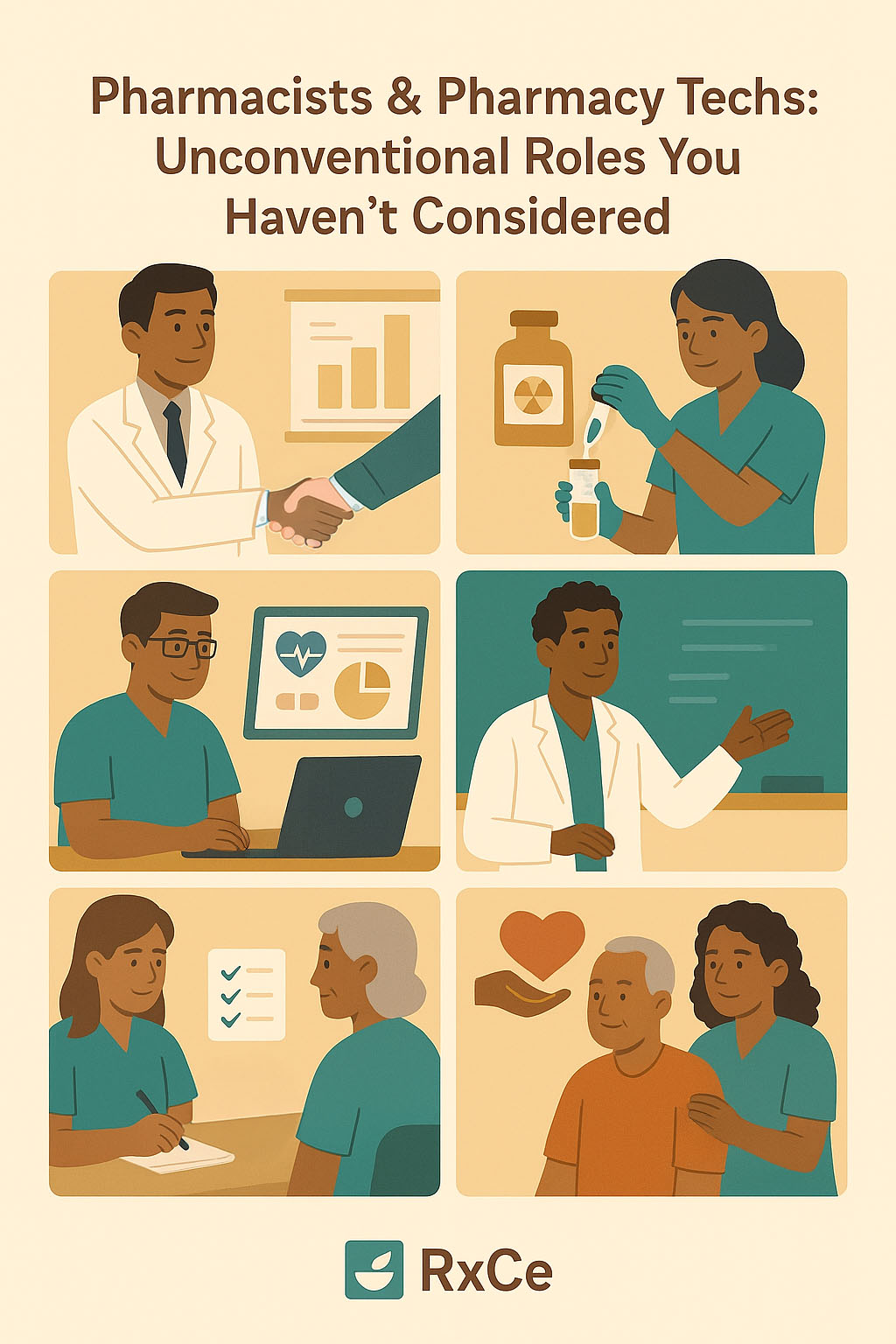 Several roles displayed in a grid, with the title of the article on top. 