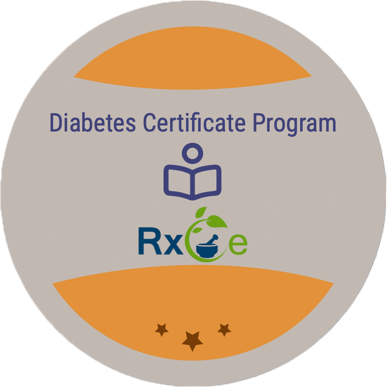 Completion badge for the pharmacist and pharmacy tech certificate program Foundations of Diabetes Management Certificate